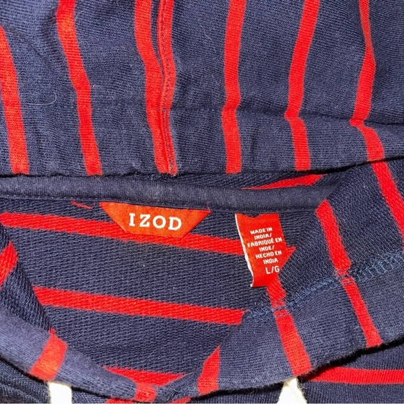 IZOD Navy and Ref Striped Hoodie | Size Large - Picture 3 of 3